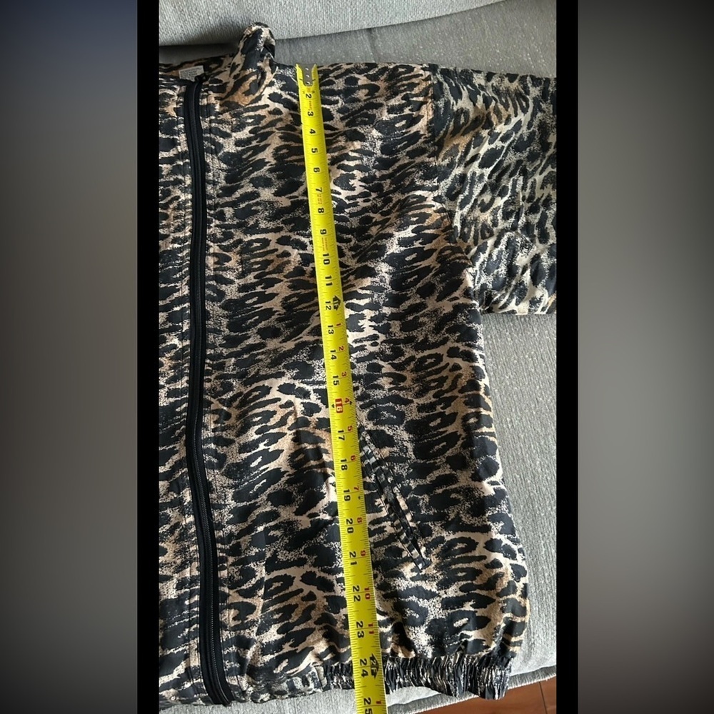 Vintage Leopard Print Oversized Silk Y2K 90’s Grunge Goth Bomber Jacket Size M - Picture 9 of 11